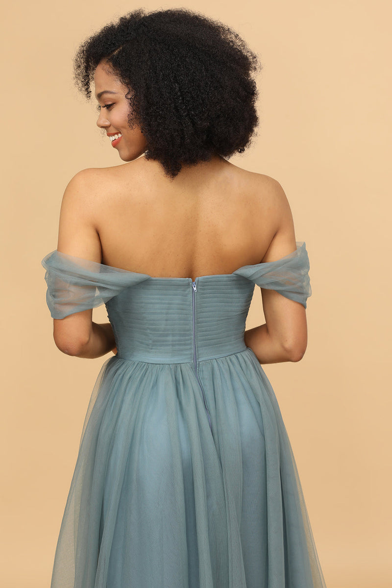 Load image into Gallery viewer, Off the Shoulder Tulle Bridesmaid Dress with Ruffles