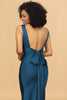 Load image into Gallery viewer, Ink Blue Satin Mermaid Bridesmaid Dress