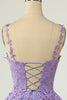 Load image into Gallery viewer, A Line Spaghetti Straps Purple Short Homecoming Dress