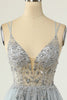 Load image into Gallery viewer, Gorgeous A Line Spaghetti Straps Grey Short Homecoming Dress with Beading