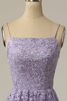 Load image into Gallery viewer, A Line Strapless Light Purple Long Prom Dress with Appliques