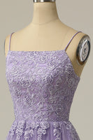 Load image into Gallery viewer, A Line Strapless Light Purple Long Prom Dress with Appliques