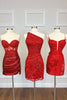 Load image into Gallery viewer, Sheath One Shoulder Black Sequins Short Homecoming Dress with Star