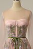 Load image into Gallery viewer, A Line Jewel Light Nude Long Prom Dress with Embroidery