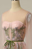 Load image into Gallery viewer, A Line Jewel Light Nude Long Prom Dress with Embroidery