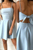 Load image into Gallery viewer, Simple Blue Open Back A Line Short Prom Dress