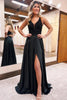 Load image into Gallery viewer, Black A-Line Sparkly Prom Dress with Pockets
