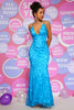 Load image into Gallery viewer, Blue Sheath Sparkly Prom Dress with Sequins