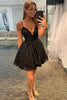 Load image into Gallery viewer, Glitter Black Lace Sequins Short Prom Dress