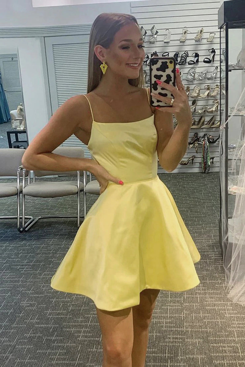 Load image into Gallery viewer, Light Blue A Line Simple Homecoming dress