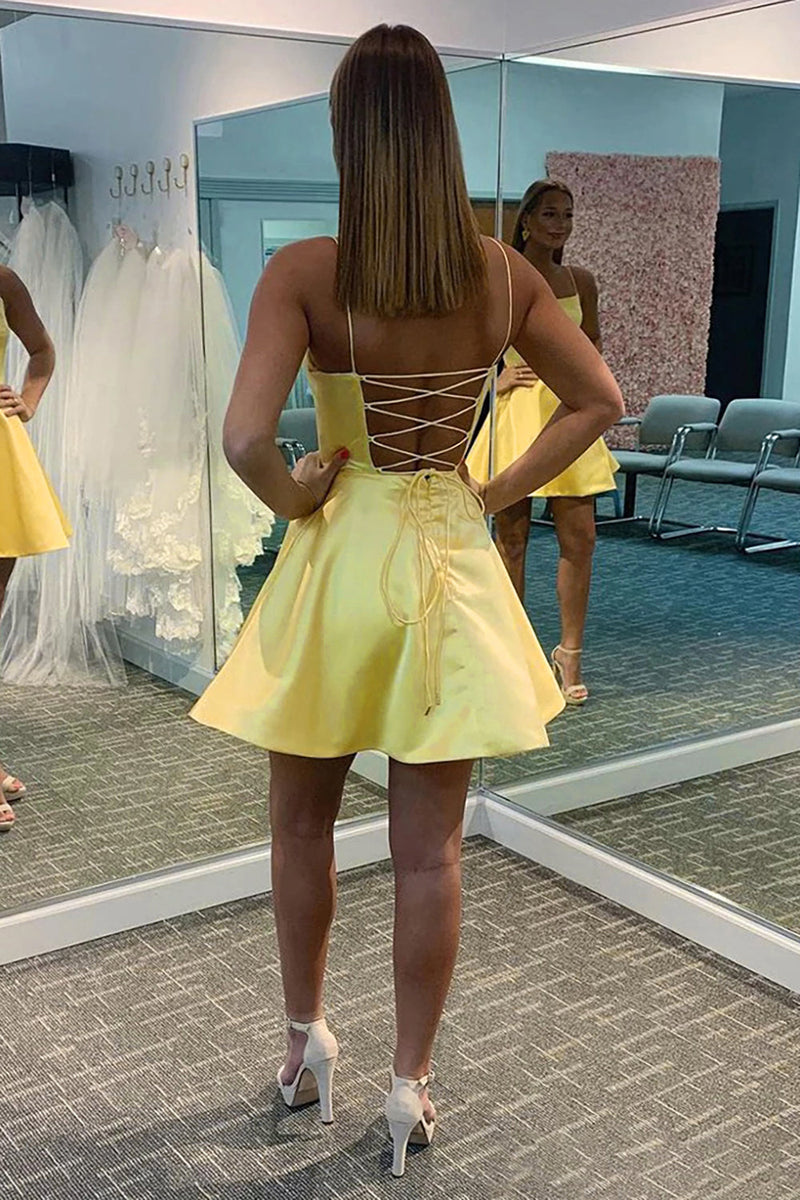 Load image into Gallery viewer, Light Blue A Line Simple Homecoming dress