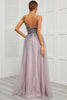 Load image into Gallery viewer, Spaghetti Straps Appliques Long Prom Dress with Split Front
