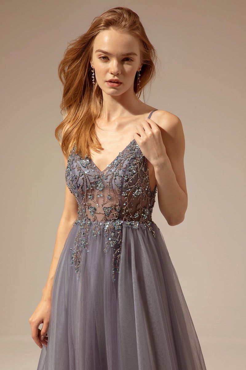 Load image into Gallery viewer, Spaghetti Straps Long Prom Dress With Slit