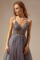 Load image into Gallery viewer, Spaghetti Straps Long Prom Dress With Slit