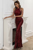 Load image into Gallery viewer, Glitter Black Sequin Halter Mermaid Prom Dress