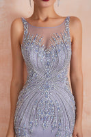 Load image into Gallery viewer, Lavender Mermaid Beaded Sparkly Prom Dress