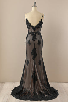 Black Mermaid Prom Dress with Lace