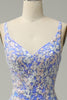 Load image into Gallery viewer, Light Blue Mermaid V Neck Long Prom Dress with Appliques Beading