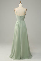 Load image into Gallery viewer, Spaghetti Straps Sleeveless Dusty Sage Bridesmaid Dress