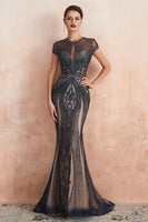 Load image into Gallery viewer, Mermaid Beaded Black Sparkly Prom Dress