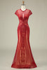 Load image into Gallery viewer, Gorgeous Mermaid Jewel Neck Burgundy Prom Dress with Beading