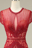 Load image into Gallery viewer, Luxurious Mermaid Jewel Neck Champagne Prom Dress with Beading