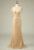 Load image into Gallery viewer, Luxurious Mermaid Jewel Neck Champagne Prom Dress with Beading