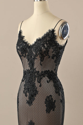 Black Mermaid Prom Dress with Lace