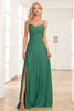 Load image into Gallery viewer, Dark Green A Line Spaghetti Straps Long Simple Prom Dress
