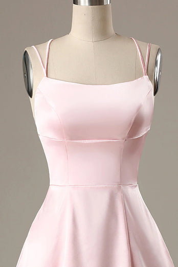 Simple Pink A Line Short Prom Dress