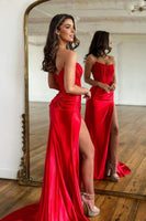 Load image into Gallery viewer, Mermaid Strapless Satin Corset Prom Dress with Slit