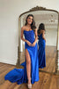 Load image into Gallery viewer, Mermaid Strapless Satin Corset Prom Dress with Slit