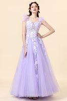 Load image into Gallery viewer, A Line Sweetheart Lavender Long Prom Dress with Appliques
