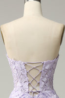 Load image into Gallery viewer, A Line Spaghetti Straps Long Purple Prom Dress with Appliques