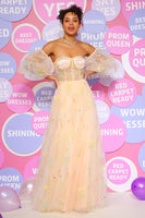 Load image into Gallery viewer, Off The Shoulder Princess Prom Dress with Embroidery