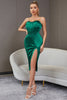 Load image into Gallery viewer, Green Spaghetti Straps Cocktail Party Dress with Slit