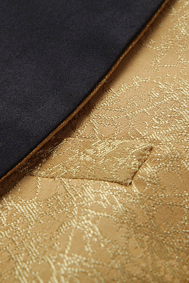 Load image into Gallery viewer, Golden One Button Jacquard Men&#39;s Prom Blazer