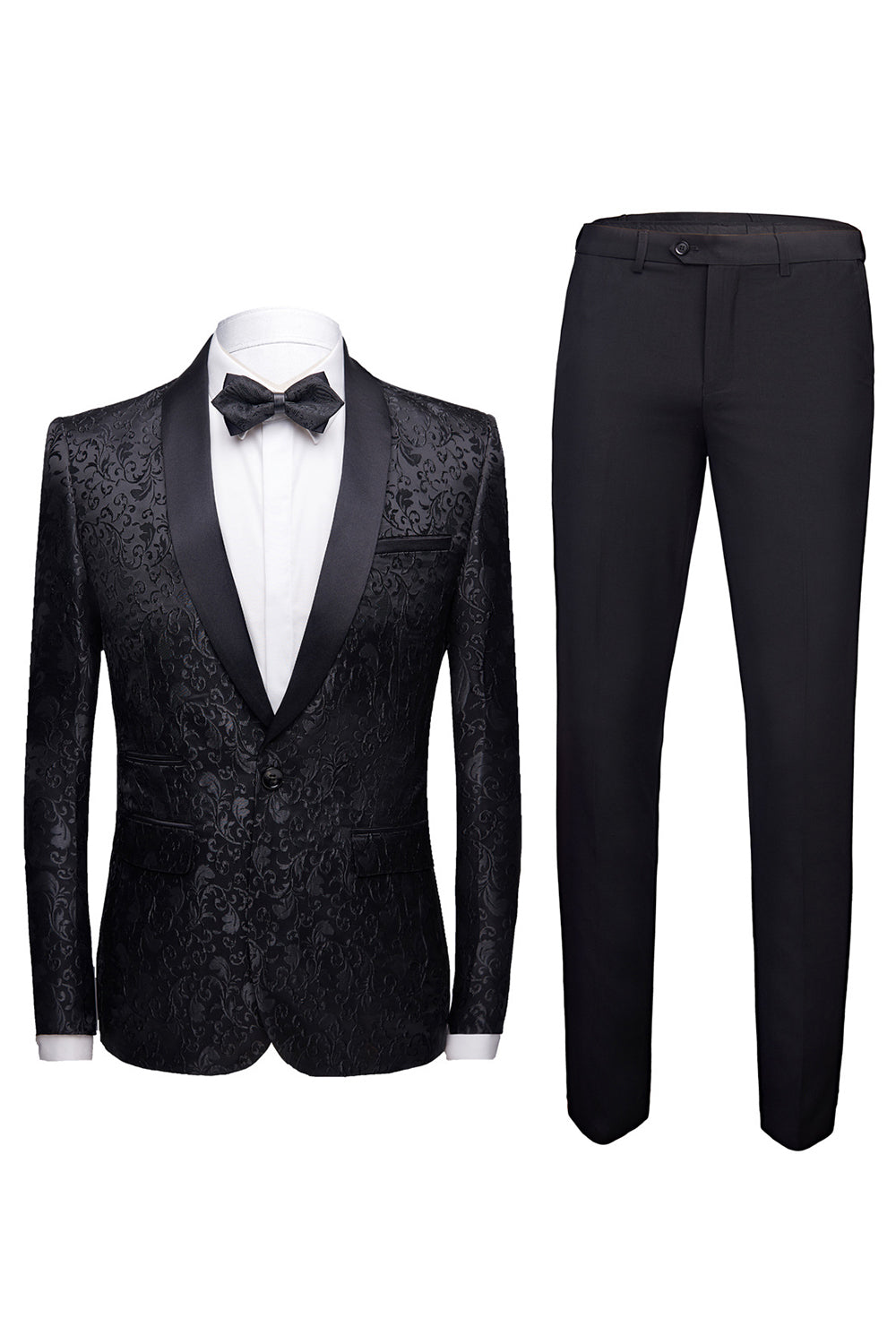Black 2 Pieces Jacquard Men's Wedding Suits