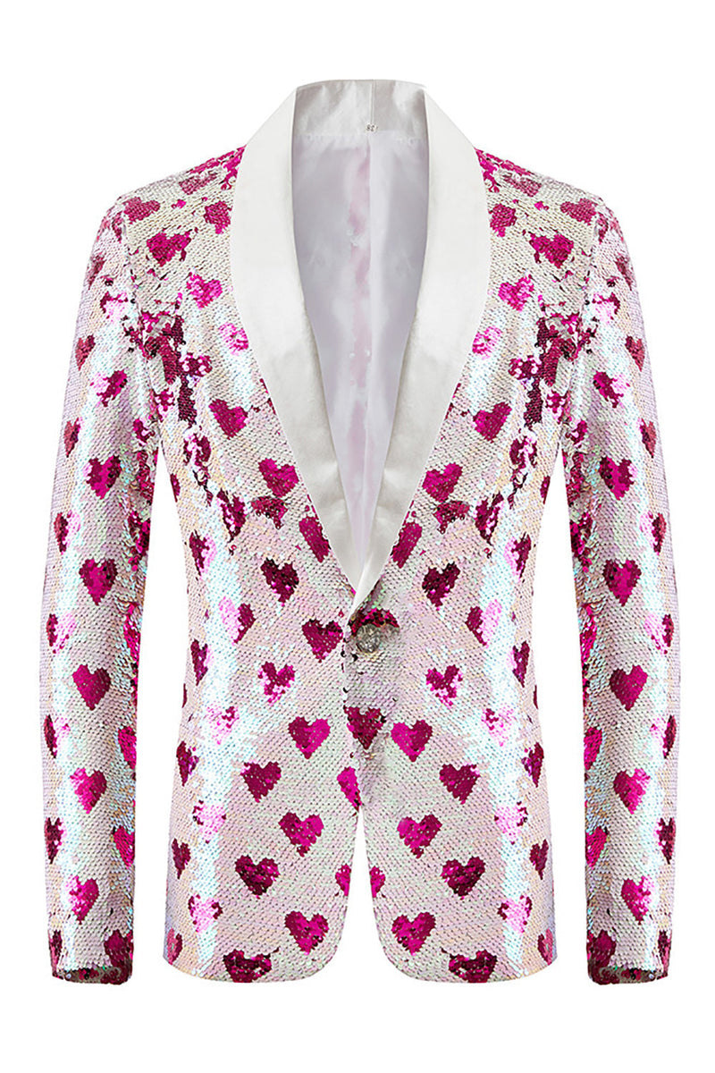 Load image into Gallery viewer, Pink Sequins Shawl Lapel Men&#39;s Blazer