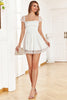Load image into Gallery viewer, A Line Square Neck White Graduation Dress with Lace