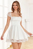 Load image into Gallery viewer, A Line Square Neck White Graduation Dress with Lace