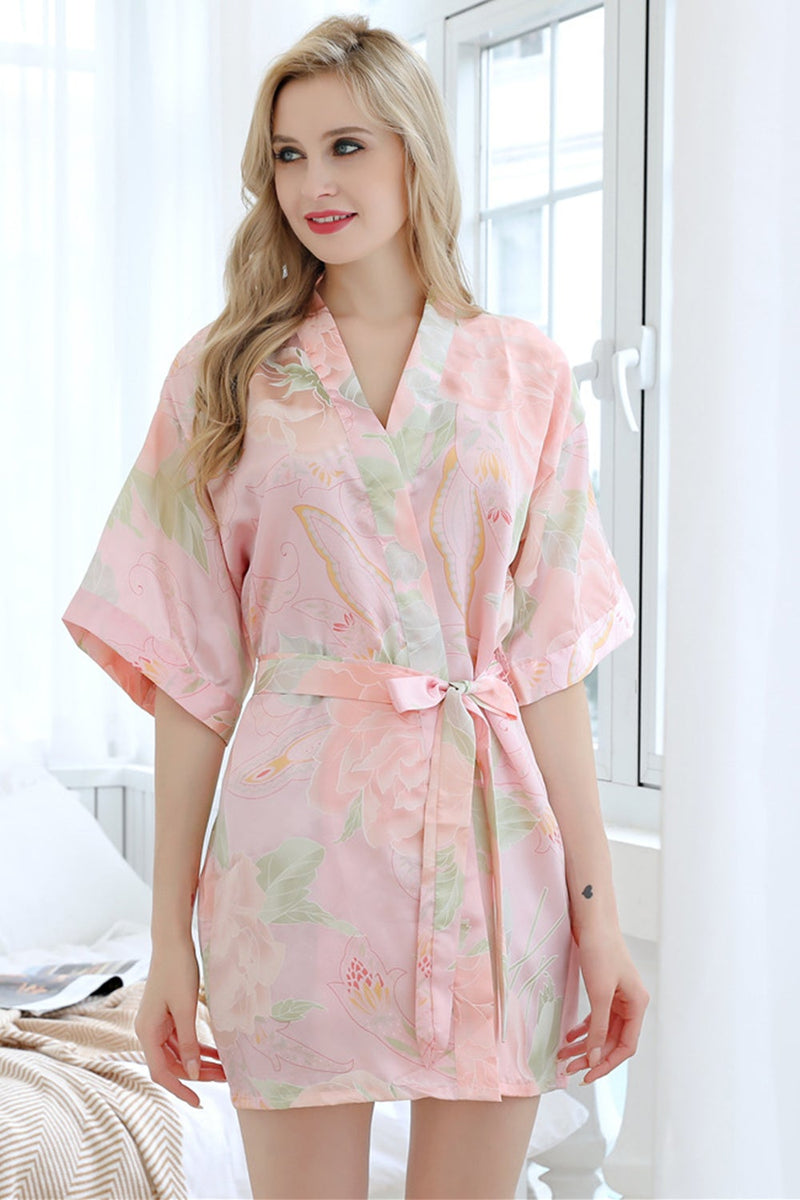 Load image into Gallery viewer, Pink Bride Bridesmaid Floral Robes