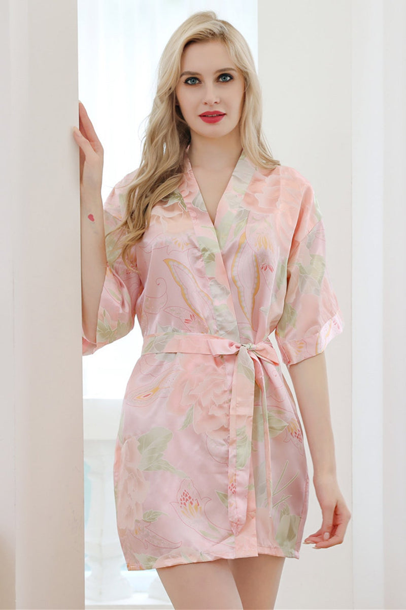 Load image into Gallery viewer, Pink Bride Bridesmaid Floral Robes