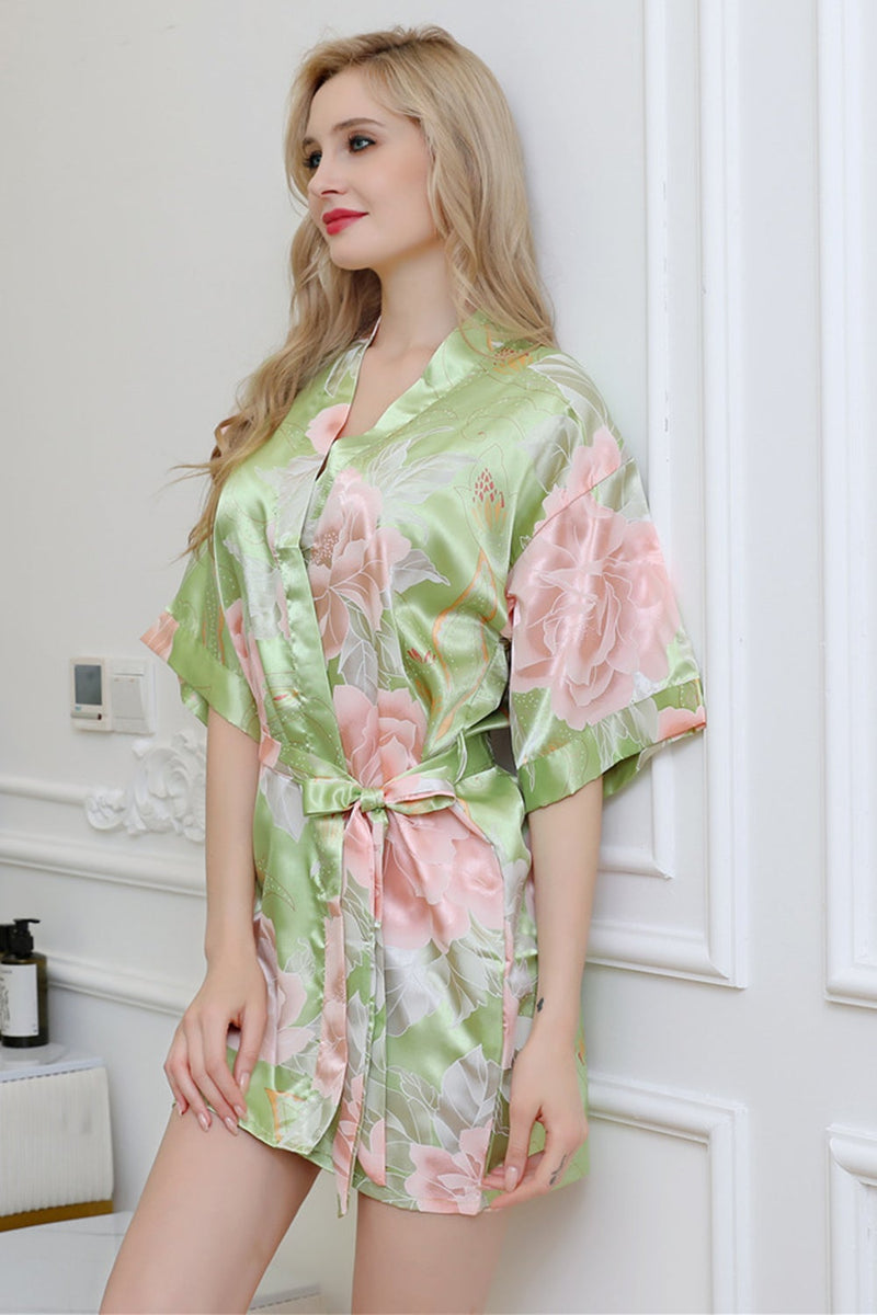 Load image into Gallery viewer, Bridesmaid Floral Robes Green Print Robes