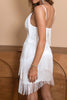 Load image into Gallery viewer, Spaghetti Straps White Graduation Dress with Tassel