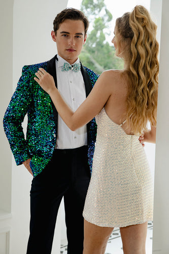 Green Sequined Men's Blazer Jacket