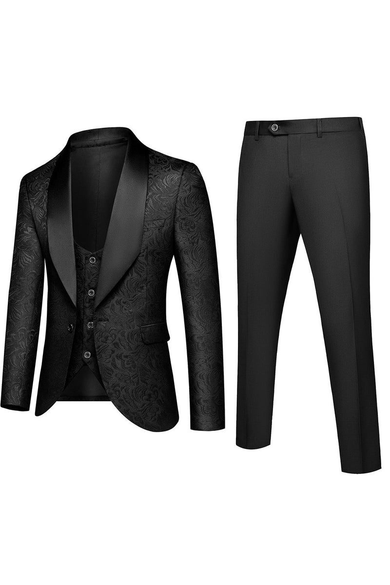 Load image into Gallery viewer, White Men&#39;s 3-Piece Suits Jacquard Tuxedo