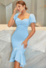 Load image into Gallery viewer, Light Blue Bodycon Graduation Dress with Ruffles
