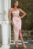 Load image into Gallery viewer, Dusty Rose Spaghetti Straps Wrap Cocktail Dress With Slit