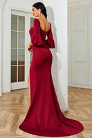 Load image into Gallery viewer, Mermaid Sweetheart Satin Burgundy Formal Dress with Slit